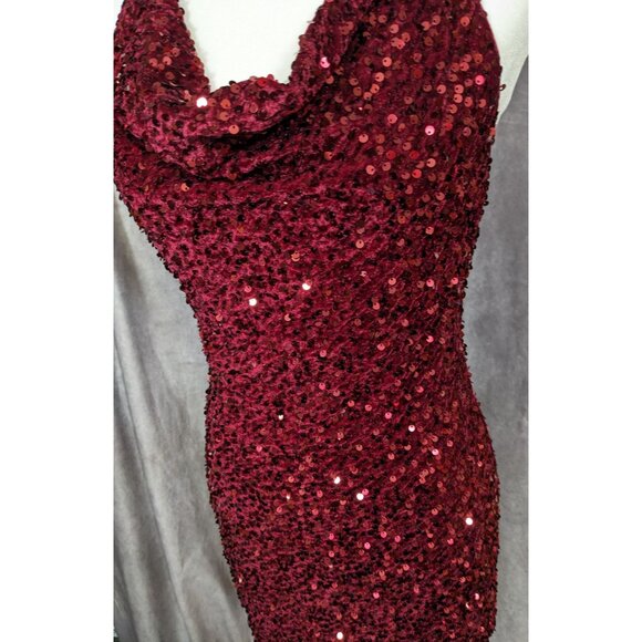Glam Merlot Star Lights Halter Mini Dress By Selfie Leslie - Picture 8 of 12